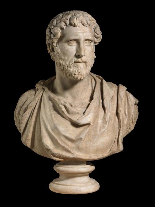 A bust of Emperor Antoninus Pius wearing military dress, from the early years of his reign c. 140I