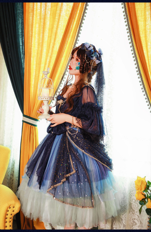 lolita-wardrobe:  NEW Release: 【-Under the Starry Sky-】 #Constellation Themed Lolita OP Dress◆ Shopping Link >>> https://lolitawardrobe.com/fantasy-mirror-under-the-starry-sky-vintage-classic-lolita-op-dress_p5076.html