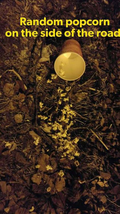On my run in full woman running gear, i found this cup of popcorn on the side of the road. And i fel