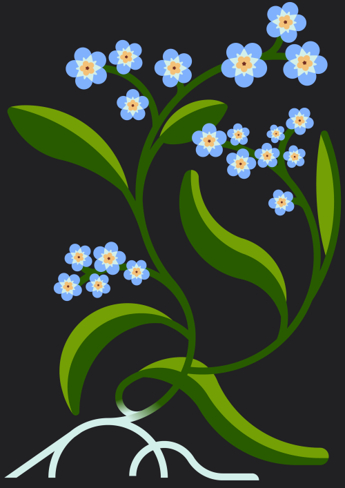 Forget-me-notInspired by these artworks, college homework.ID under the cut.[ID:A stylised vector ill