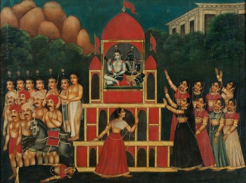 Krishna and Balarama taking away from Vrindavana, Bengali school