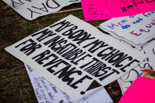 January 2017 | Women’s March in Philadelphia, PA.protest signs displayed around the parkway.