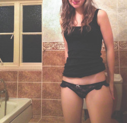 shroudedexcitement:  Naughty Idea No. 2 - The next time my bfs best friend comes to our house, I might find the courage to leave the bathroom door unlocked. Whenever he comes up, he’ll ‘accidentally’ find me there in my panties…comments and