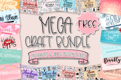 Mega Craft Bundle by Freeling Design Houseincludes 25 unique and quirky fonts and over 400 SVG cutti