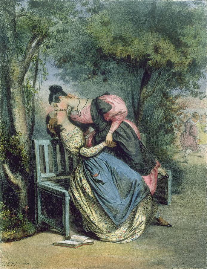sweet4ngell:‘Boarding School Friends’, by Paul Gavarni; 1837