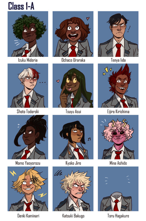 thewinterscribbles: (most of) Class 1-A!  There’s not really any rhyme or reason to the o