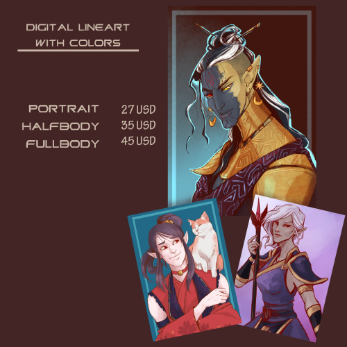 Commissions are now officially open! Don’t be shy and contact me if you are interested!I will try th