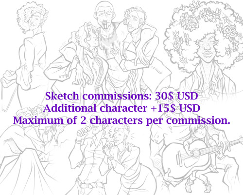 Hey y'all I&rsquo;m doing a sketch commission sale!!!! Character sketches will be priced at 30$ 