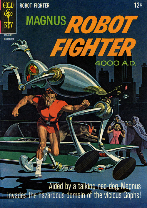 scificovers: Magnus, Robot Fighter #16, November 1966. “Cloud-Cloddie, Go Home!” Cover art by Russ M