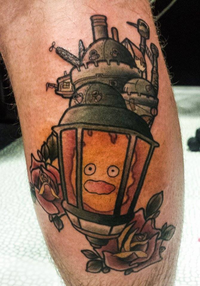 fuckyeahtattoos:  My amazing little Calcifer in a pop culture twist on a traditional