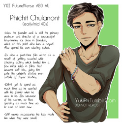 yukipri:  YOI Future!Verse ABO AU - Several decades later#2 - PhichitIn other words hot dad No. 2My HCs for Phichit is that he has a VERY successful and active career, and multi-talented guy that he is, it’s on multiple fronts. He loves skating, but