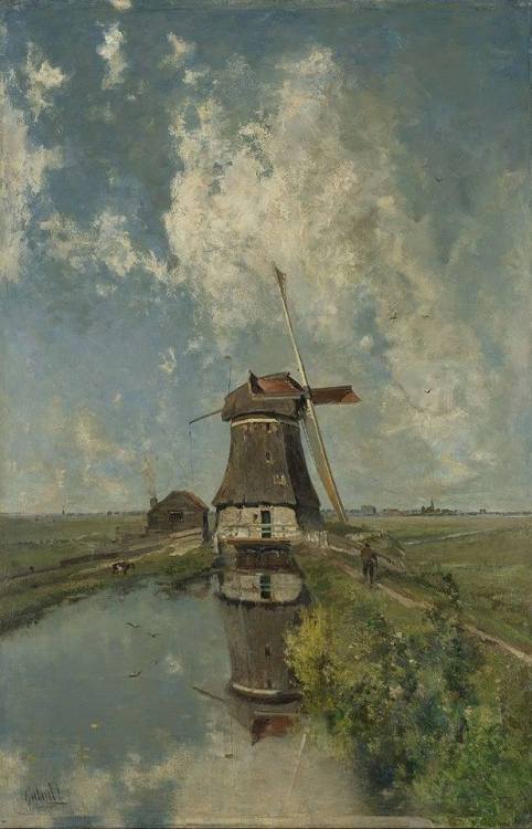 catonhottinroof:  Johan Barthold Jongkind (1819-1891), Windmill near Delft, 1857 Paul Gabriël (1828-1903), A mill on a polder, c.1889 Johan Barthold Jongkind, Mills in Rotterdam, 1857 Paul Gabriël, Windmill on a pond Jacob Isaackszoon van Ruisdael