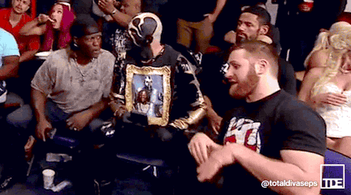 totaldivasepisodes:  There’s so much to love in this.  Sasha and Kofi enjoying a bowl of delicious Booty-O’s cereal. Big E telling Alicia to Leggo Sasha’s Booty-O’s. Xavier Woods clearly playing Pokemon Go. Truth and Goldust being an old married