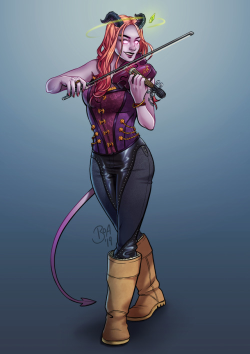 Tiefling bard commission. Ugg boots included.