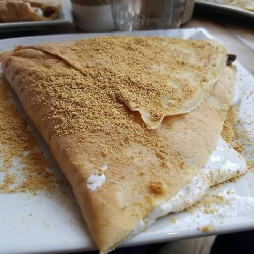 [I Ate] A Smoores Crepe, with marshmallow and chocolate filling