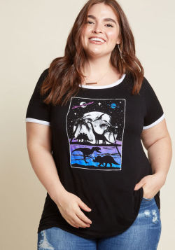 littlealienproducts:Dinosaurs &amp; Space Ringer Tee from ModCloth