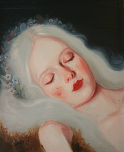 historical-paintings:  She Hangs Brightly, Kris KnightOil on prepared cotton paper, 8x10” 