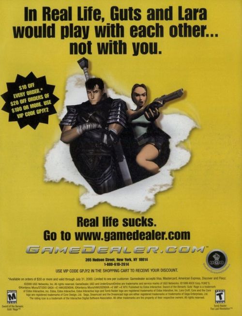 sewerhawk:extremely bizarre ad from Dreamcast Magazine First thought after reading this: “That’s abs