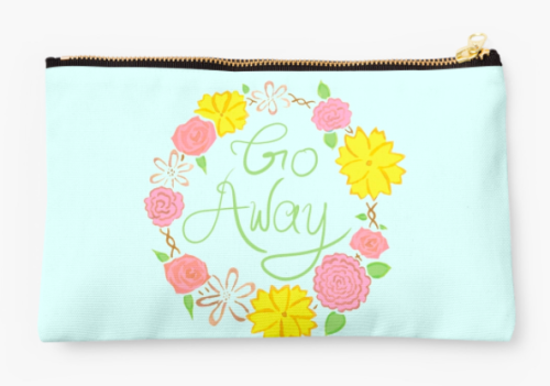 New design!Check out “Go Away”, a pretty floral wreath with a…concise message.This design and