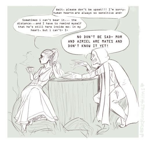 jessdoodlesthings: so idk I have a headcannon that Feyre gets info and gossips with the Suriel while