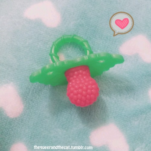 thequeerandthecat:  I found that adorable fairy berry paci for the princess today at babies-r-us! She loves it!✨🌱🌼🍓 