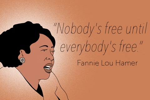 blondebrainpower:  Fannie Lou Hamer (/ˈheɪmər/; née Townsend; October 6, 1917 – March 14, 1977) was an American voting and women’s rights activist, community organizer, and a leader in the civil rights movement. She was the co-founder and vice-chair