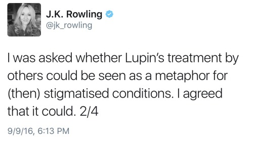 simplypotterheads: JK Rowling addresses the Remus Lupin situation