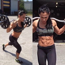 sexygymchicks:  @karinaakmens: Finishing up those legs with 40kg walking lunges! 40 reps each set! Burn quads, burn hammies! 👍