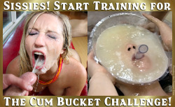 feeding-the-faggot-tree:  It’s the new sensation sweeping Sissydom: the Cum Bucket Challenge! 