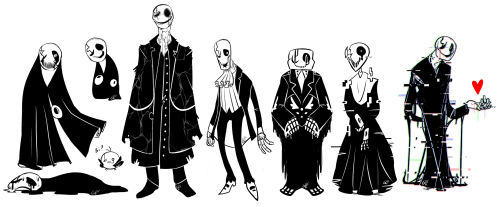 whatifgirl:  Different Gaster design cause I’ve seen so many different interpretations of him either being elongated or just a big fat blob. I’m stuck between making him either super formal or out right creepy. But yeah haha. I was gonna draw more