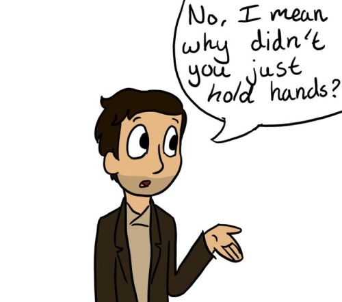 scooterpengie:I love how these two are such dorks that they had to touch hands instead of simply hol