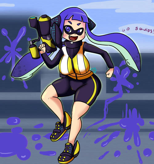 asknikoh:  A commission that ended up having ton of color variationsFemale Inkling from Splatoon.This little shits are too cool.I dont care if i dont have the game (nor a wii u….): I WANT THE AMIIBO!  < |D’‘‘‘