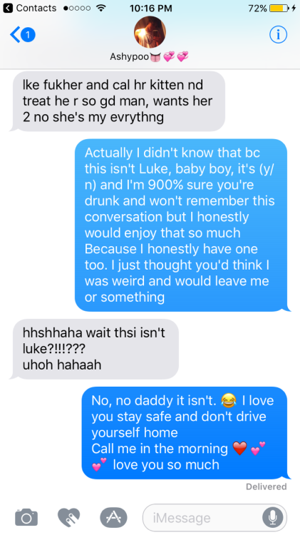 AU: (request!)(not a sext BUT cute idea) Ashton messages you accidentally, while drunk, and confesse