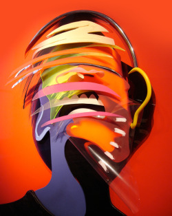 unknowneditors:  Adam Neate | http://www.adamneate.co.uk/ | Tumblr  Straddling the boundary between 2D and 3D work, Adam Neate creates dimensional portraits that appear flat from a distance. Neate layers translucent pieces of plastic to create voluminous