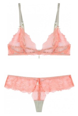 placedeladentelle:  Délicatesse in Peach and Almost Aqua by Heidi Klum Intimates