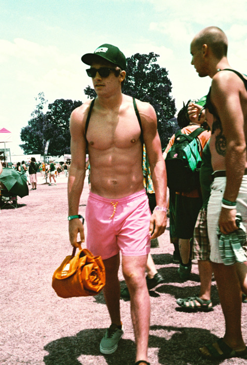 apex35mm:Pink Shorts Camper // 35mm LomoChrome Purple XR Film // Bonnaroo Music Festival 