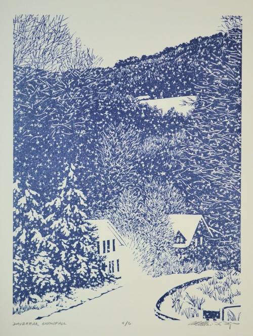 William Hays (US  b 1956)Daybreak Snowfall   linocut