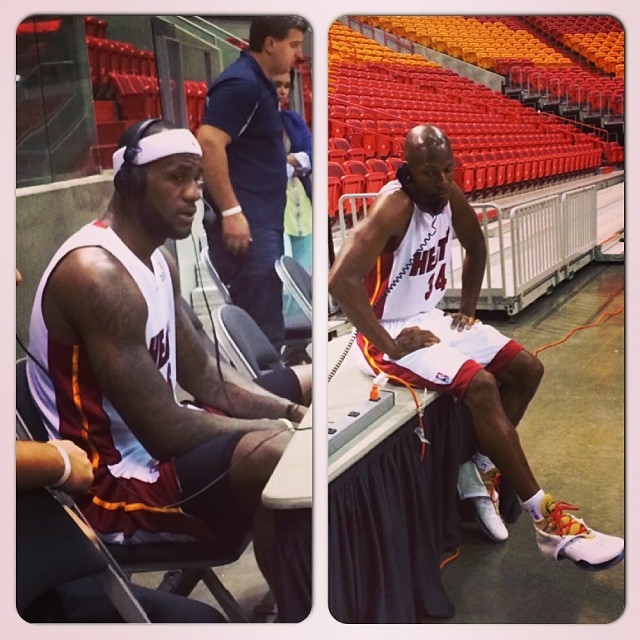 instanba:  LeBron &amp; Ray doing live radio interviews during #HEATMediaDay13