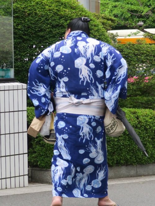 Jellyfishes!!!!!! Love love love this yukata(picture seen on, it seems this rikishiis 朝弁慶)