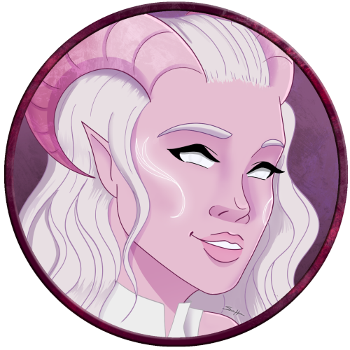 Icon commission of @TheBillyGreene&rsquo;s tiefling sorcerer, Aria! 