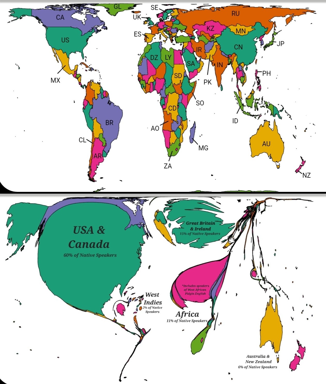 Geographical Distribution Of Native English Maps On The Web