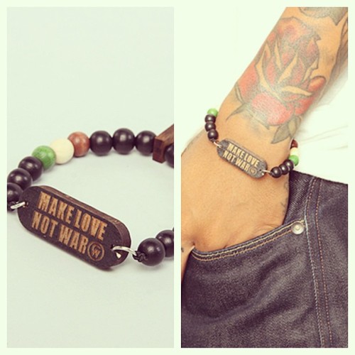 The Make Love Not War Bracelet by GoodWood. Cop it for $16 at Karmaloop. That&rsquo;s not all, get 2