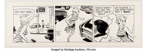 Original Bob Oksner art for the 6-30-67 Soozi daily strip (Publishers-Hall Syndicate, 1967). 