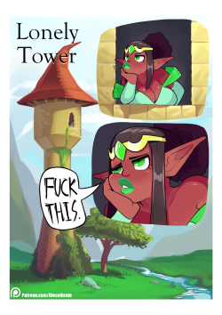 dieselbrain:  Aaaand I’m starting on a comic over at my patreon! This will be a short comic (5-6 pages), and my patrons get to see the pages before they’re released to the public! At the moment, Elf Princess Nabu is stuck in a tower, and bored out
