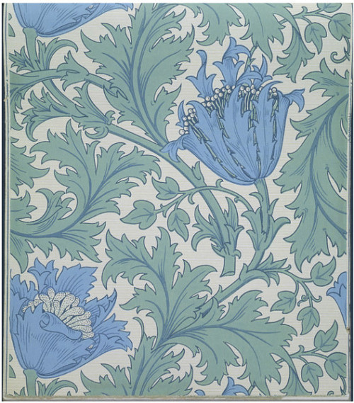 William Morris, Anemone wallpaper, Morris &amp; Co., Colour machine print on paper, Victoria and Alb