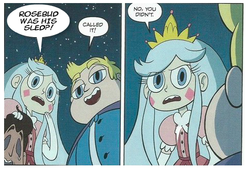 Young Moon Butterfly reacts to shocking Plot Twists.Young River Johansen feigns intelligence.Young Moon Butterfly isn’t having any of it.Feel free to use the above template with your shocked proclamation of choice.Based on these panels from the Star