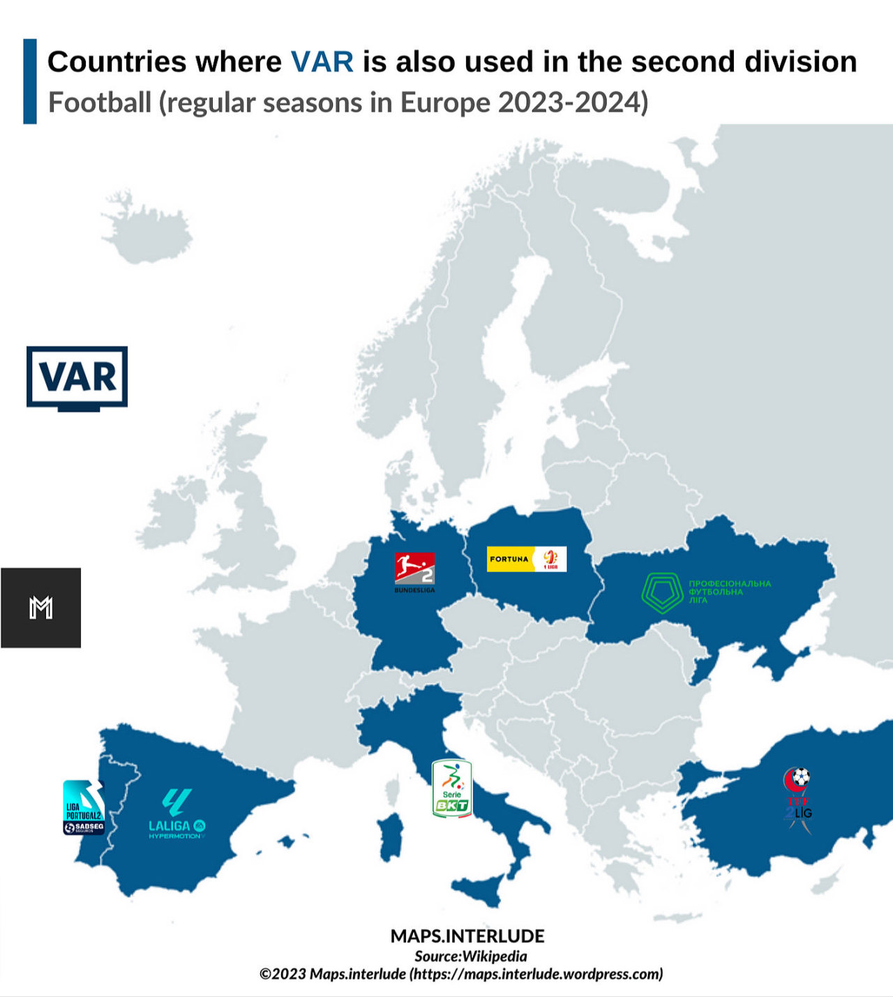 Countries where VAR is also used in the second - Maps on the Web