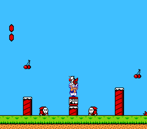 suppermariobroth:  Glitch from Super Mario Bros. 2. If you throw an enemy at another