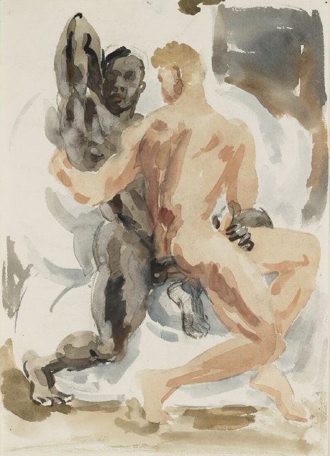 desimonewayland:  Duncan Grant, Michelangelesque Figures 1950, Watercolor on paper