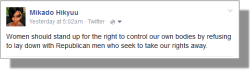 If you try to give “personhood” rights to a cluster of cells because it has the potential to become a person, then you immediately take away the rights of the woman who has that cluster of cells growing inside her body.  It is mai body, mai uterus,